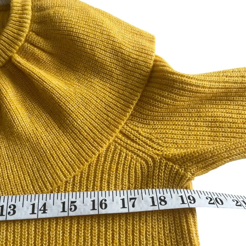 Boden Frill Collar Mustard Yellow Button Front Long Sleeve Sweater Size 4